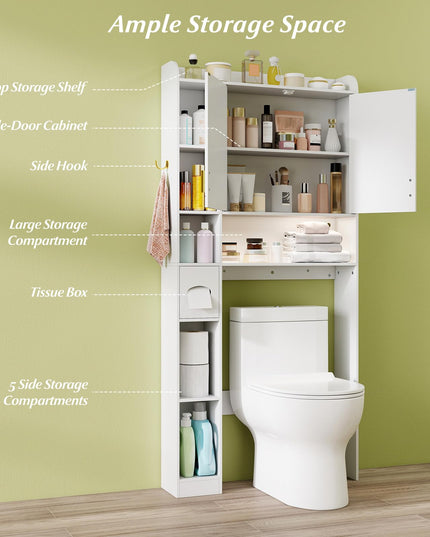 Giantex Over Toilet Bathroom Organizer with LED Light Paper Towel Holder