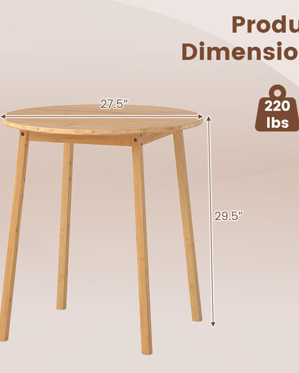 Table de salle à manger en bambou Giantex 27,5 pouces pour salon