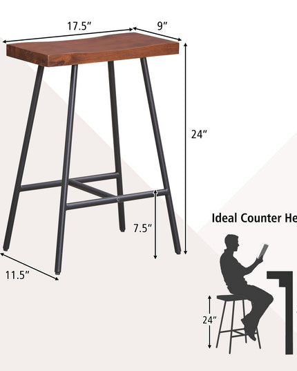 Giantex 24" Bar Stools Set of 2, Counter Height Bar Stools with Footrests, Solid Metal Legs