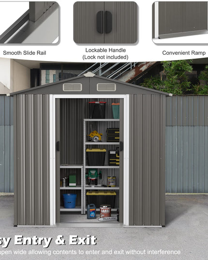 Giantex Outdoor Storage Shed 6 x 4 FT, Double Sliding Door