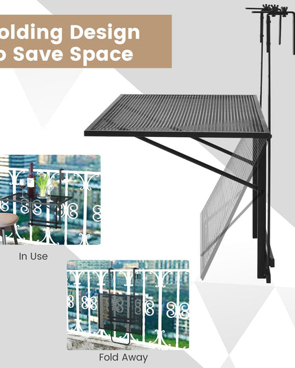 Giantex Outdoor Folding Hanging Table - Balcony Railing Table