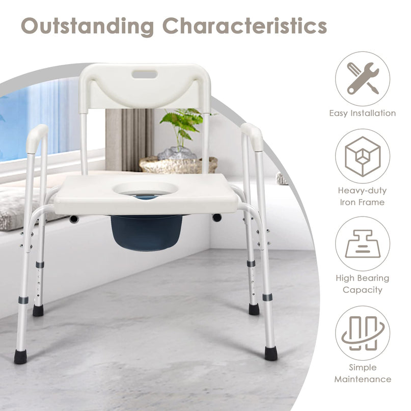 Giantex 3-in-1 Bedside Commode Chair
