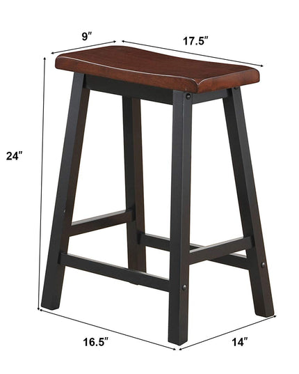 Giantex Set of 2 Saddle Seat Stools, Wood Vintage Counter Height Chairs
