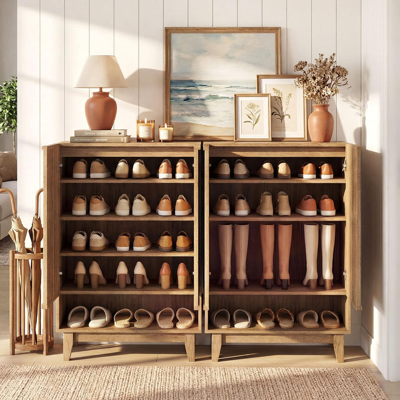 Meuble à chaussures Giantex avec 2 portes cannelées pour entrée