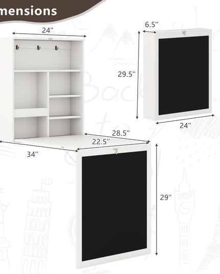 Giantex Foldable Wall-Mounted Desk with Chalkboard