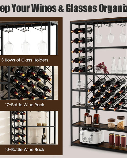 Giantex 27-Bottle Wine Rack Freestanding Floor, Industrial Metal Wine Storage Rack