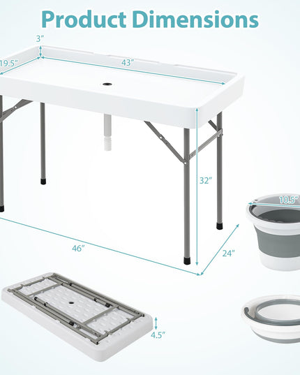 Giantex 46" Outdoor Chill Bar Table with Drain & Removable Matching Skirt