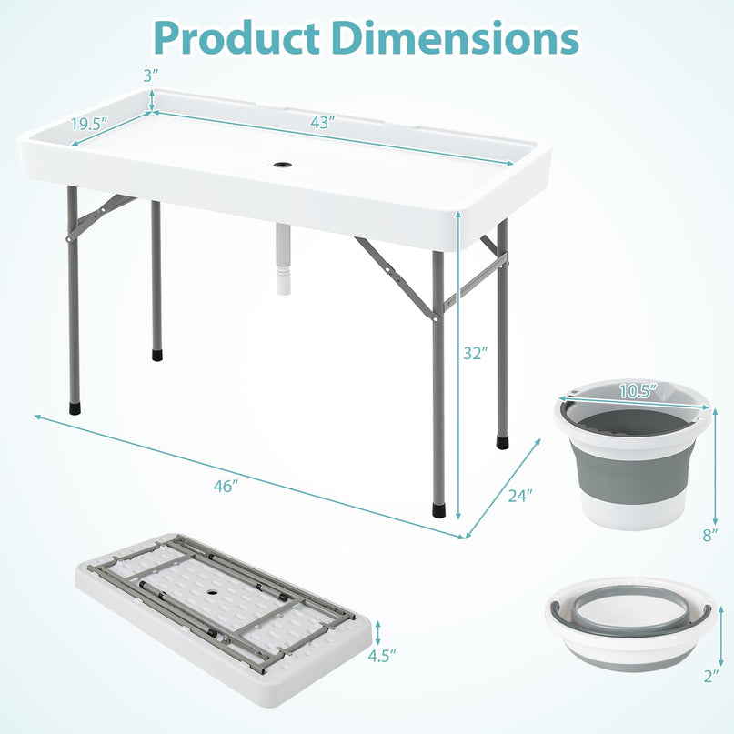 Giantex 46" Outdoor Chill Bar Table with Drain & Removable Matching Skirt