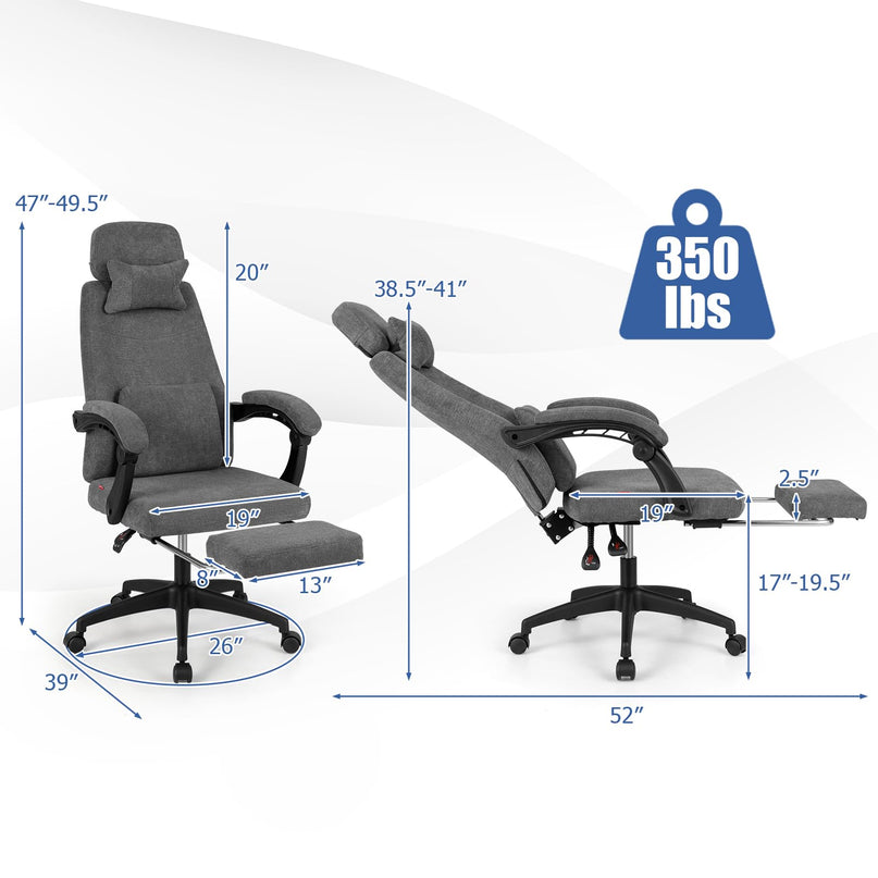 Giantex Reclining Office Chair with Padded Linkage Armrests