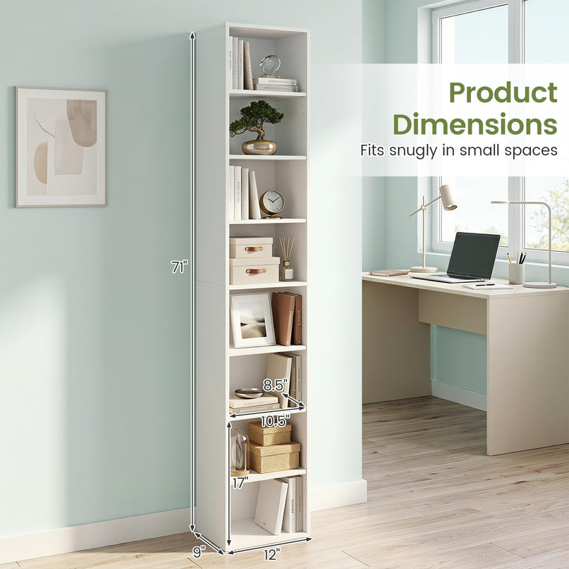 Giantex 8-Tier Slim Media Tower Rack for Home Office