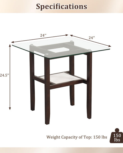 Giantex Small Coffee Table 24" Glass End Table