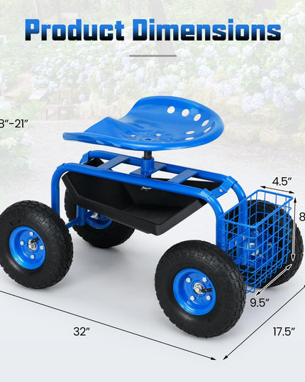 Giantex Garden Cart Rolling Tray Gardening Planting with Work Seat