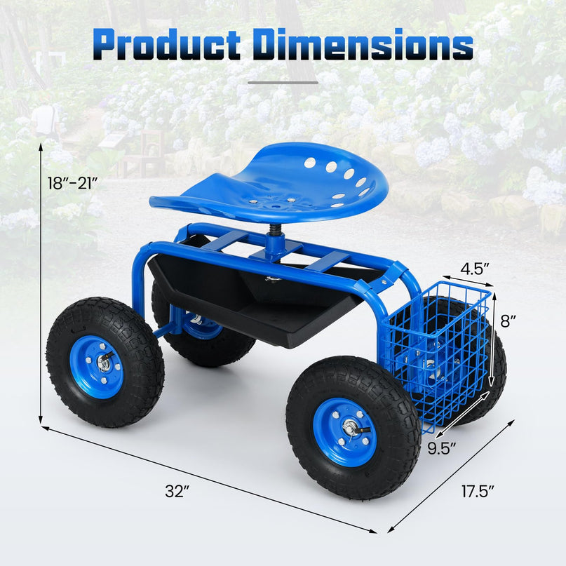 Giantex Garden Cart Rolling Tray Gardening Planting with Work Seat