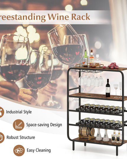 Giantex Industrial Wine Rack Freestanding Floor for Kitchen