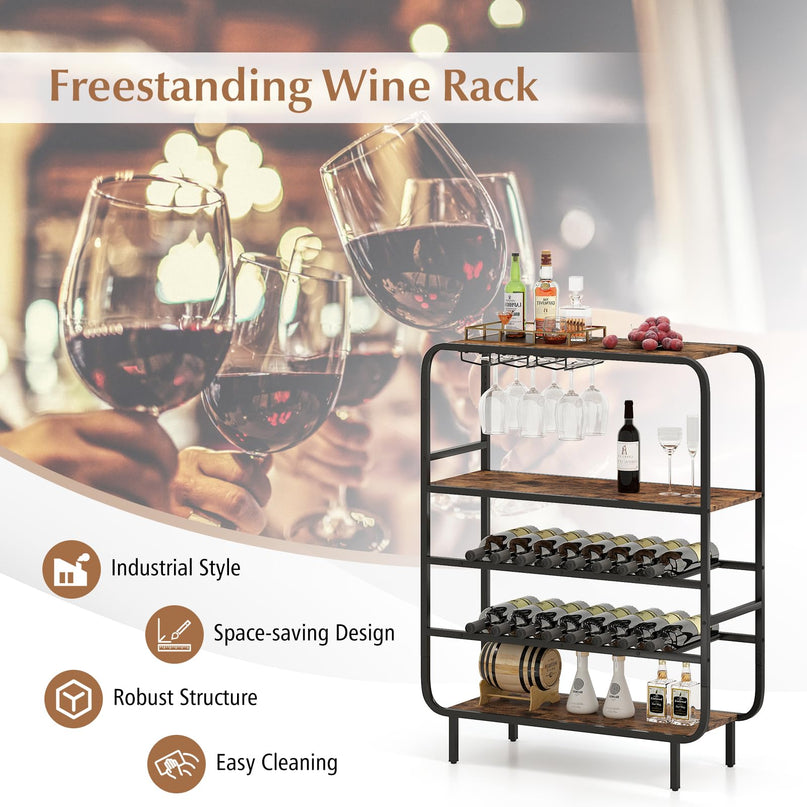 Giantex Industrial Wine Rack Freestanding Floor for Kitchen