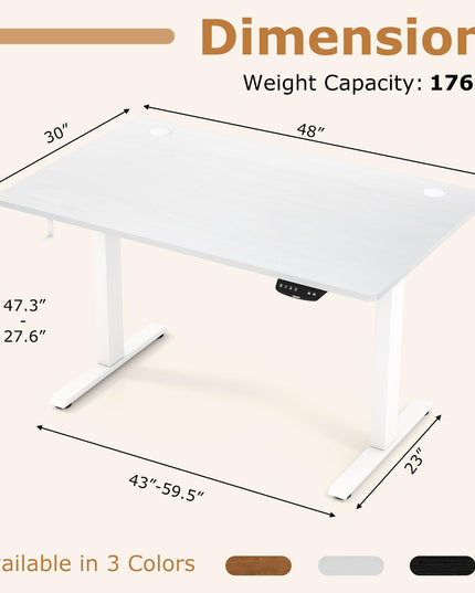 Bureau debout électrique Giantex 48" x 30" à double moteur et hauteur réglable pour le bureau à domicile