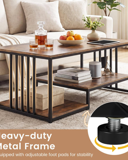 Giantex 43.5" Rectangle 2-Tier Farmhouse Coffee Table with Storage