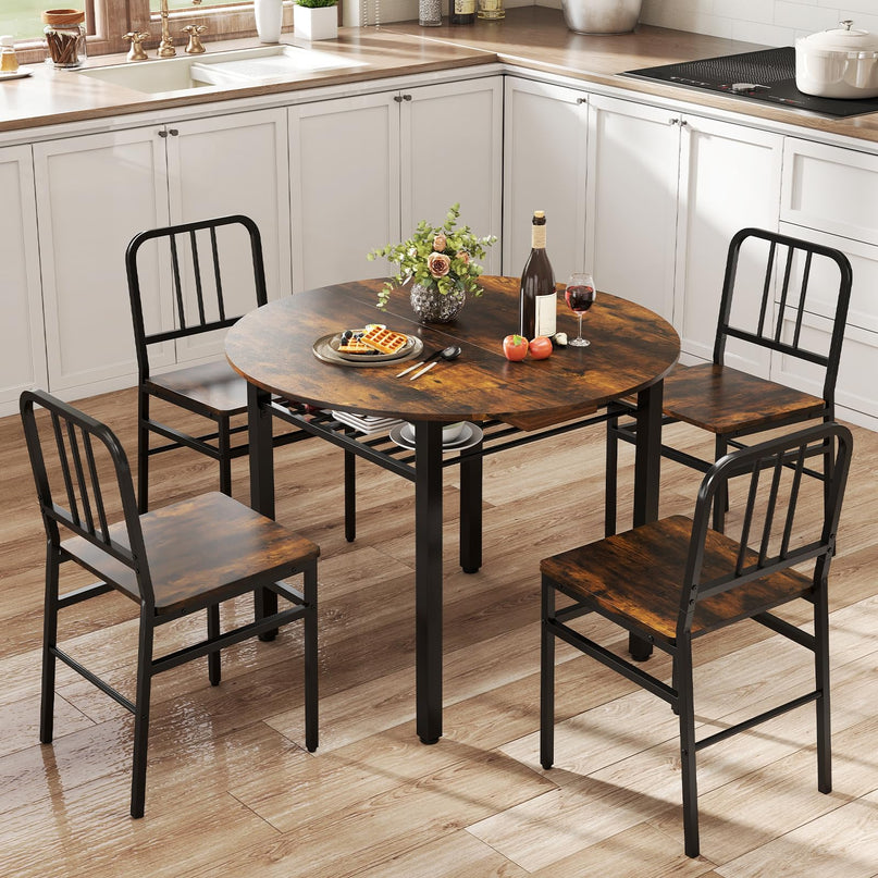 GIANTEX Metal Dining Chairs Set of 4 Industrial Kitchen Chairs