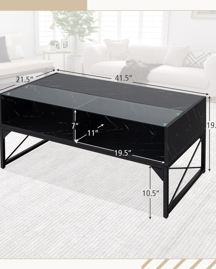 Giantex LED Coffee Table, High Gloss Coffee Tables with 4 Storage Cubes
