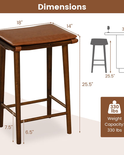 Giantex Bar Stools Set of 4, Wooden Backless Barstools for Kitchen Island