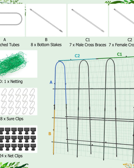 Giantex Garden Arched Trellis for Climbing Plants, 71” x 71” U-Shaped Tall Cucumber Trellis for Raised Garden Bed