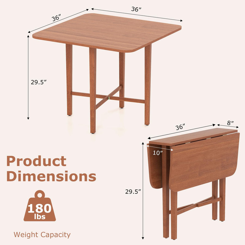 Giantex 36" Extendable Dining Table with Drop Leaf X-Shaped Frame Rubber Wood Legs