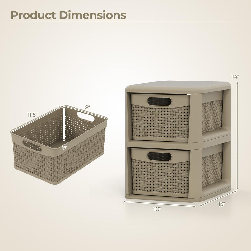 Giantex 2-Drawer Plastic Wicker Storage Organizer (1/2)