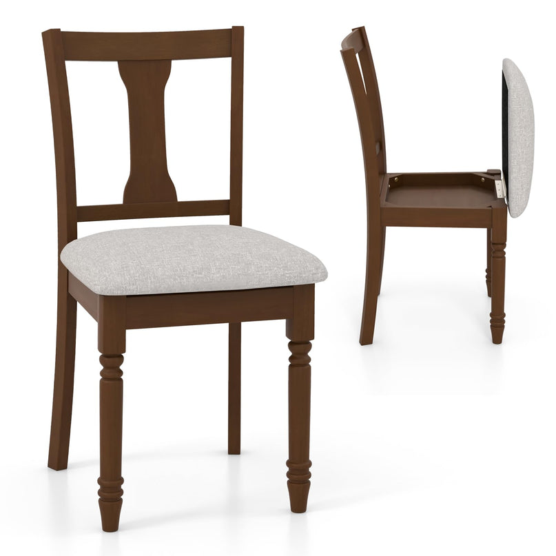 Giantex Wood Dining Chairs Set Farmhouse Dining Room Chair with Cushion Seat, Armless Wooden Dining Side Chairs