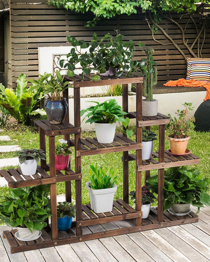 Giantex Flower Rack Wood Plant Stand Wood Shelves Bonsai Display Shelf (47.5”Lx 10’’Wx 38’’H)
