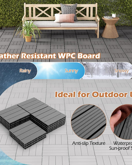 Giantex Interlocking Deck Tiles 18/36 Pack - 12 x 12 in Composite Outdoor Flooring Covering All Weather Use