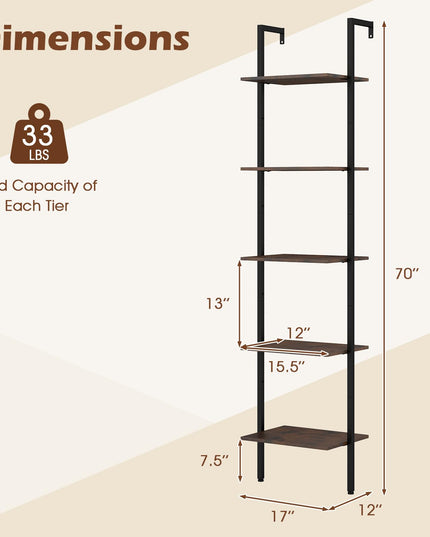Giantex 5 Tier Ladder Shelf for Living Room Bedroom Home Office