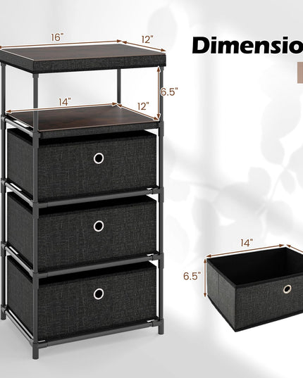 Giantex 3-Drawer Storage Cabinet Slim Storage Organizer