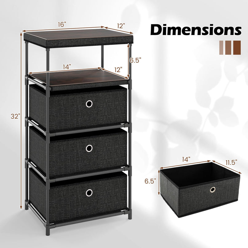Giantex 3-Drawer Storage Cabinet Slim Storage Organizer