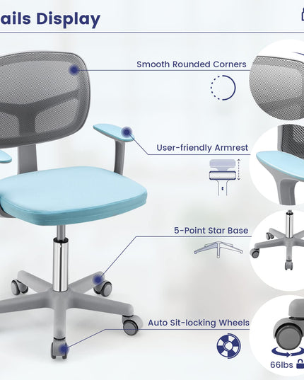 Giantex Ergonomic Home Office Chair, Mesh Low Back Desk Chair, Swivel Computer Chair with Y-Shaped Lumbar Support & Comfy Armrest