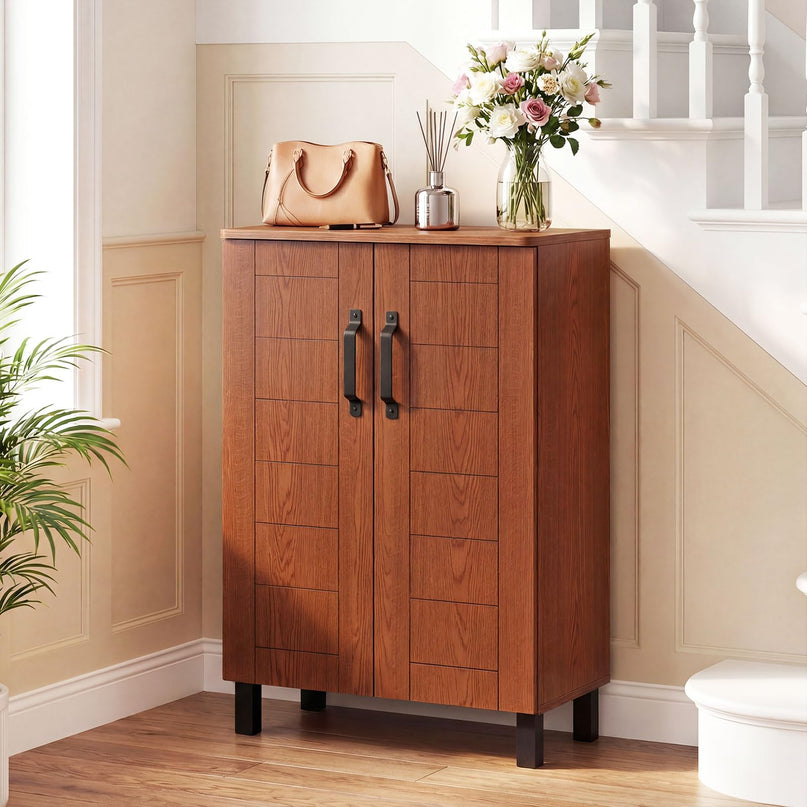 Giantex Armoire à chaussures à 5 niveaux | Meuble d'entrée autoportant en bois avec rangement