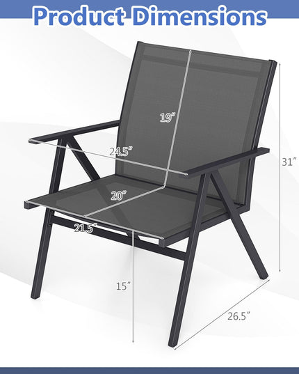Giantex Patio Chairs Set of 2 w/Sturdy Metal Frame & Breathable Seat Back