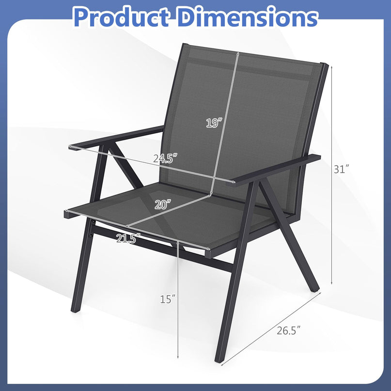 Giantex Patio Chairs Set of 2 w/Sturdy Metal Frame & Breathable Seat Back