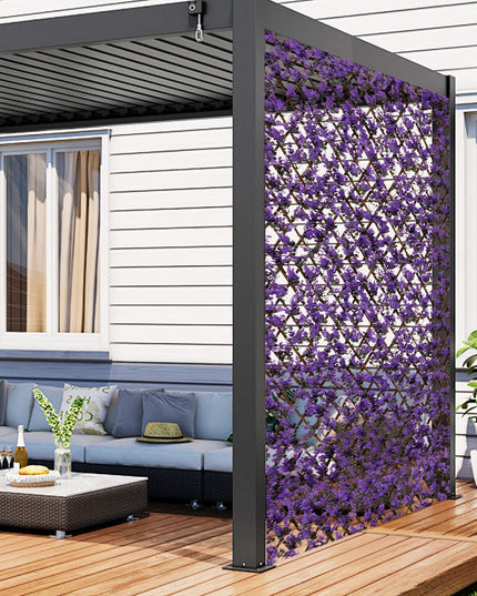 Giantex Expandable Fence Privacy Screen - Decorative Faux Purple Eucalyptus Fencing Panel for Balcony