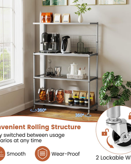Giantex 4-Tier Microwave Stand, Microwave Cart with Adjustable Shelves