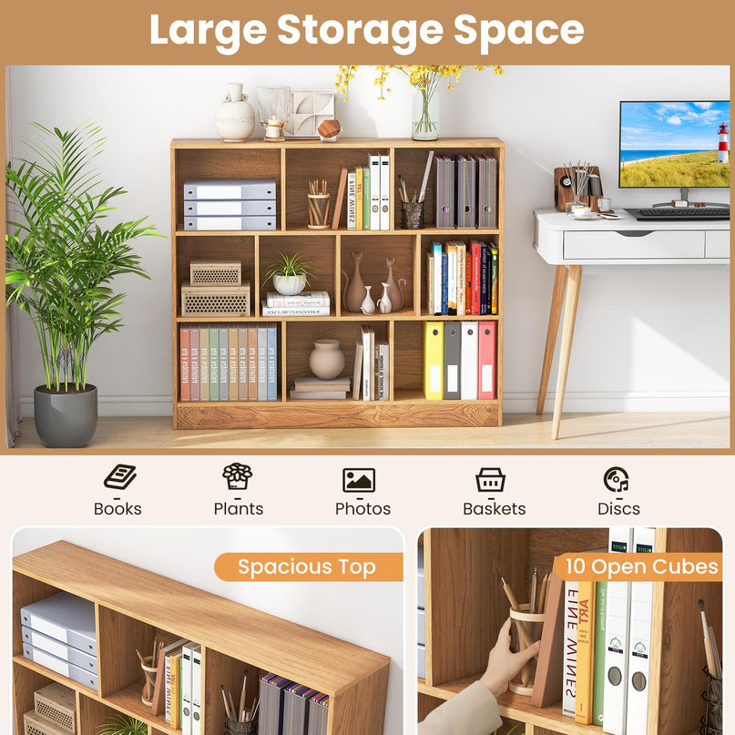 Giantex 4-Tier Freestanding Bookshelf with 10 Open Compartments ( 47.5" x 9.5" x 41" )
