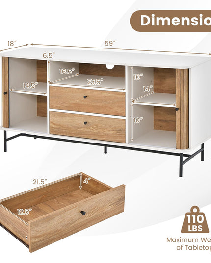 Giantex Buffet Cabinet with Storage, 59" Modern Coffee Bar Sideboard w/Sliding Tambour Doors