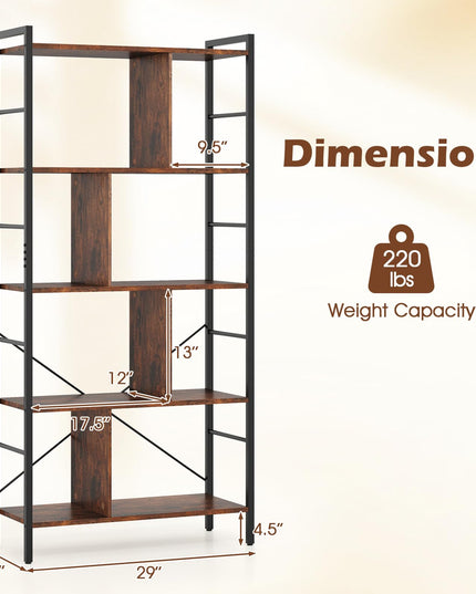 Giantex 61" Industrial Bookcase w/Metal Frame for Living Room