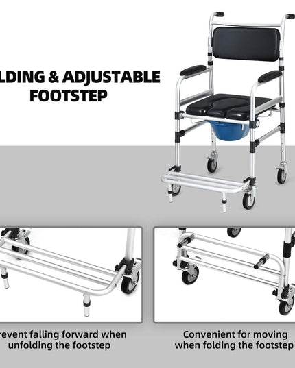 Giantex 3 in 1 Lightweight Shower Commode Wheelchair
