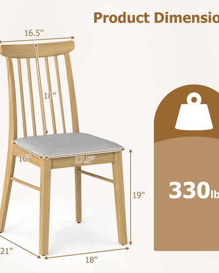 Giantex Fabric Upholstered Kitchen Armless Chairs w/Rubber Wood Frame