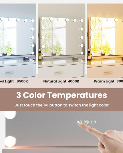 CHARMAID Vanity Mirror with Lights - 20" Hollywood Lighted Makeup Mirror with 14 LED Bulbs, 3 Color Lighting Modes
