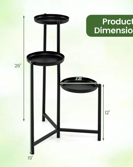 Giantex 3-Tier Metal Plant Stand Indoor Outdoor | Tall Corner Flower Pot Holder Display Rack
