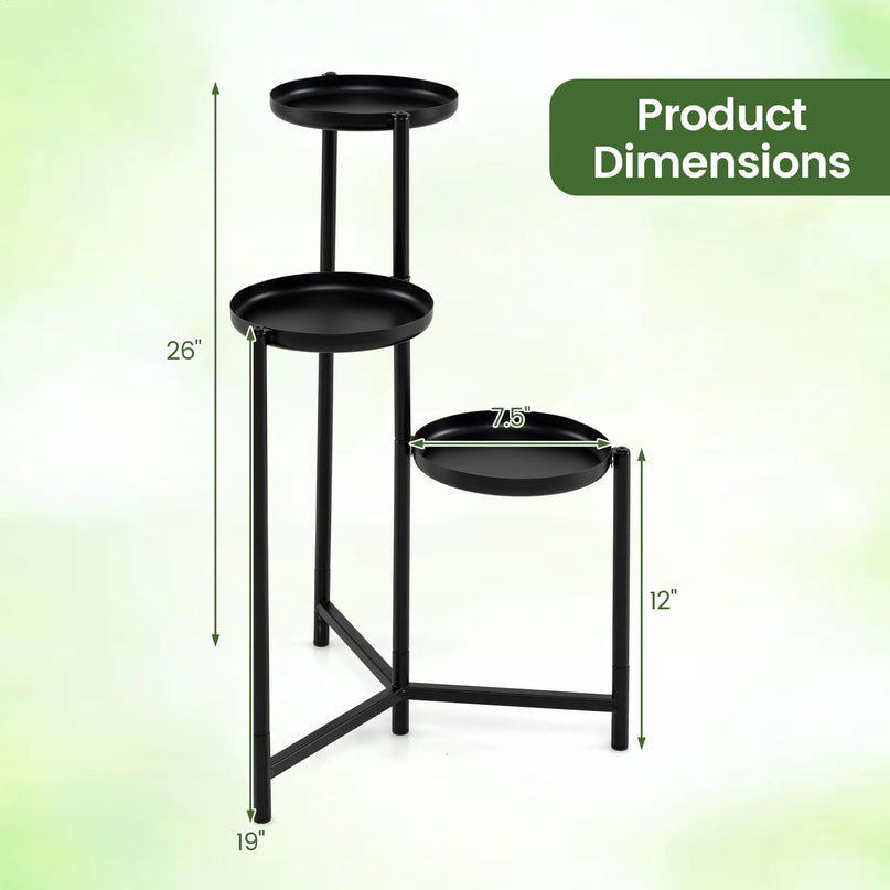 Giantex 3-Tier Metal Plant Stand Indoor Outdoor | Tall Corner Flower Pot Holder Display Rack