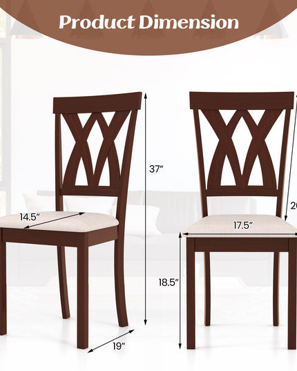 Giantex Wood Dining Chair, Wooden Kitchen Chairs with Upholstered Seat