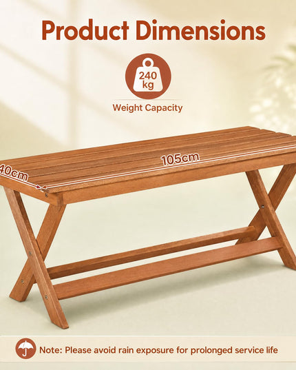 Giantex Outdoor Wooden Bench with X-Shaped Legs & Reinforced Crossbars