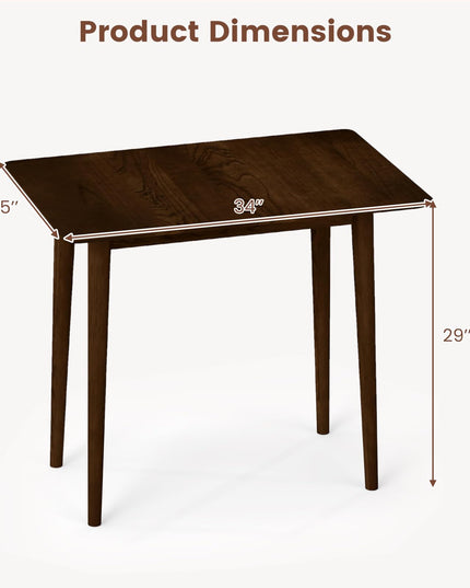 Giantex 34" Rectangular Dinner Table with Solid Rubber Wood Frame